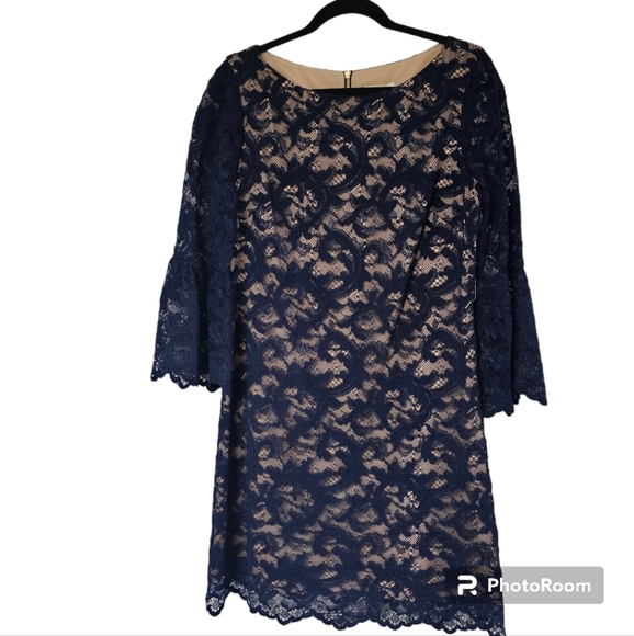 Eliza J Dress Womens 3/4 Bell Sleeves Lace Lined Scallop Edge US10 - Picture 1 of 5